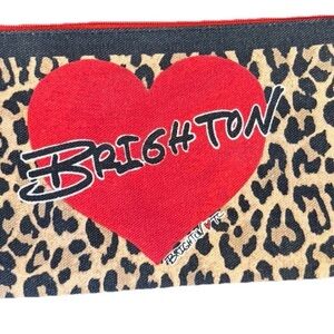 Brighton Red Heart Leopard Print Zip Clutch / Cosmetic Bag NWOT